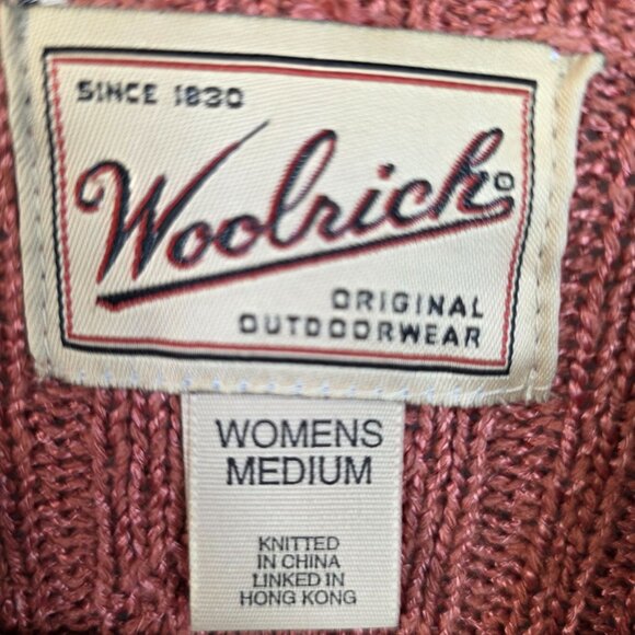 Woolrich Womens Medium Cable Knit Silk Blend Knit Coral Sweater Deadstock New - Picture 2 of 7